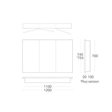 Load image into Gallery viewer, 1200 Dante Plus 3 Door Mirror Cabinet Woodgrain with Black Handles