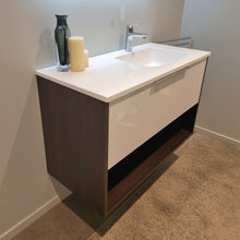 Load image into Gallery viewer, Nikau Drawer Open Shelf 1000mm Two Tone Wall Hung Vanity Right Hand Bowl
