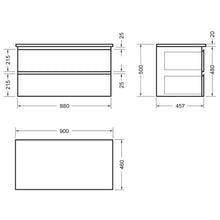 Load image into Gallery viewer, Evolve Bare 900 2 Drawer Wall Hung Vanity with Grey Concrete Flat Vanity Top