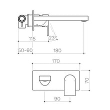 Load image into Gallery viewer, Clark Round-Square 180 Spout Wall Basin Mixer Chrome