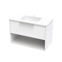 Load image into Gallery viewer, 900 Nikau Grove 1 Drawer Open Shelf Wall Hung Vanity - Gloss White/Nordic Ash