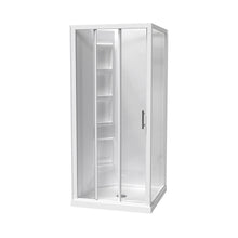 Load image into Gallery viewer, Cezanne 900 2 Sided Moulded Wall Centre Waste White Frame Shower Enclosure