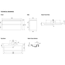 Load image into Gallery viewer, 1200 Cangas 2 Drawer Wall Hung Vanity Melamine White