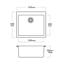 Load image into Gallery viewer, Mercer 500x400 DG130T Naples Duro Granite Top Mount Sink Black
