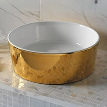 Load image into Gallery viewer, Happy Hour 7.00 Gold Plated Ceramic Vessel Basin