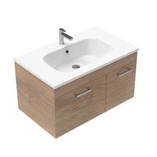 Load image into Gallery viewer, Newtech Qube 750 Wall Hung Vanity Planked Urban Oak