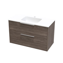 Load image into Gallery viewer, 1000 Nikau 2 Drawer wall Hung vanity Composite Top Centre bowl Blackened Elm