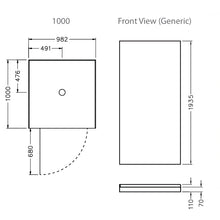 Load image into Gallery viewer, Milano 1000 Alcove Side Recess Centre Waste Shower Metallic Frame Pivot Door