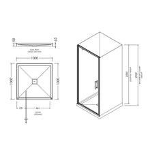 Load image into Gallery viewer, Soul 1000 3 Sided Flat Wall Corner Waste Satin Frame Shower Enclosure