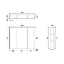 Load image into Gallery viewer, 900 Una Mirror Cabinet 3 Door Natural Oak