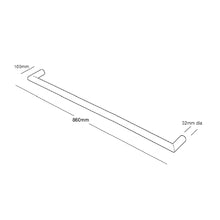 Load image into Gallery viewer, Strata Genesis 860mm Heated Towel Rail Brushed Nickel