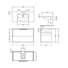 Load image into Gallery viewer, 900 Nikau Grove 1 Drawer Open Shelf Wall Hung Vanity - Gloss White/Nordic Ash