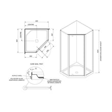 Load image into Gallery viewer, Clearlite 900 Angle Flat Wall Shower Enclosure White Sierra Angle Corner 2 Sided Pivot Door Acrylic Wall Shower