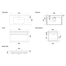 Load image into Gallery viewer, 900 Soft 1 Drawer Wall Hung Vanity – Nordic Ash