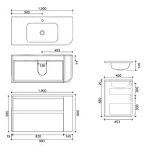 Load image into Gallery viewer, Tondo Arco 1000 2 Drawer Left Hand Curve Wall Vanity Kombu Green