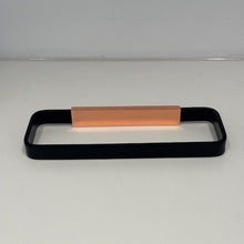Load image into Gallery viewer, Podium Towel Stirrup Black Bar With Rose Gold Trim