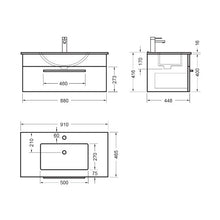 Load image into Gallery viewer, Elementi Verona 900 1 Drawer Wall Vanity White VC Top