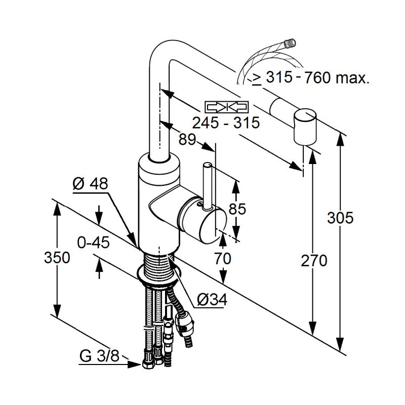 Kludi LINE PullOut Spray Sink Mixer Chrome Outlet by Oakleys