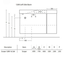 Load image into Gallery viewer, Scope 1200 2 Drawer Left Hand Basin Wall Hung Vanity