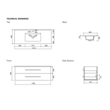 Load image into Gallery viewer, Zara 1200 2 Drawer Single Bowl Wall Hung Vanity