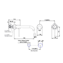 Load image into Gallery viewer, Greens Gisele Wall Basin Mixer with Back Plate Brushed Brass
