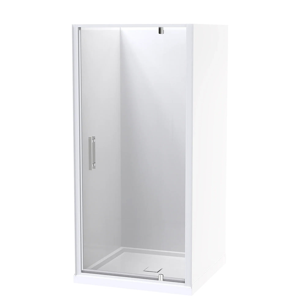 Soul 1000 3 Sided Flat Wall Centre Waste White Frame Shower Enclosure