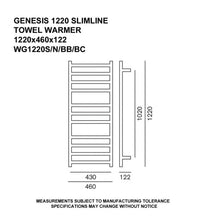 Load image into Gallery viewer, Genesis Slim 1220x460 Heated Towel Rail Polished Stainless Steel
