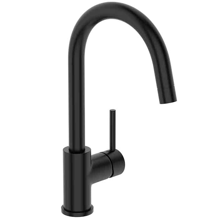 Uno Gooseneck Kitchen Mixer Black