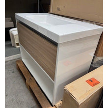 Load image into Gallery viewer, City 46 900 Wall 1 Drawer 1 Open Storage Vanity - Devon Oak Front, Gloss White Sides
