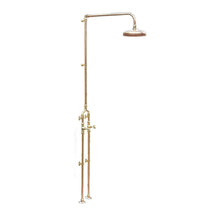 Load image into Gallery viewer, Outdoor Twin Full Shower with 250 Rainhead Aged Copper
