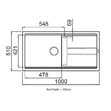 Load image into Gallery viewer, Mercer Duro Granite Taranto Single Sink with Drainer | 478mm
