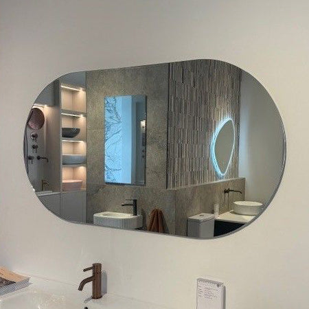 Custom Polished Edge Obround Mirror with Hidden Fittings