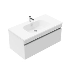 Load image into Gallery viewer, 900 Brookfield 1 Drawer Wall Hung Vanity Gloss White with Clasico Top
