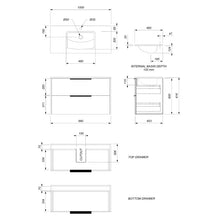 Load image into Gallery viewer, 1000 Nikau 2 Drawer wall Hung vanity Composite Top Centre bowl Blackened Elm
