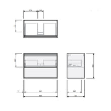 Load image into Gallery viewer, City 46 900 Wall 1 Drawer 1 Open Storage Vanity - Devon Oak Front, Gloss White Sides
