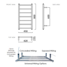 Load image into Gallery viewer, Quadro 800x450 Square 7 Bar Heated Towel Rail Gunmetal
