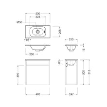 Load image into Gallery viewer, Alumino Serifos 500 Right Hinge Wall Hand Basin Rural Oak
