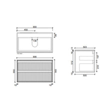 Load image into Gallery viewer, Plato Largo 900 2 Drawers Stacked Wall Hung Vanity Natural Oak
