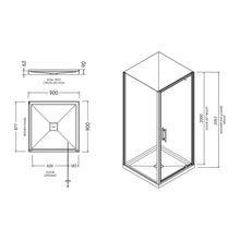Load image into Gallery viewer, Soul 900 2 Sided Tile Centre Waste White Frame Shower Enclosure
