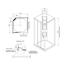 Load image into Gallery viewer, Cezanne 900 2 Sided Moulded Wall Centre Waste White Frame Shower Enclosure
