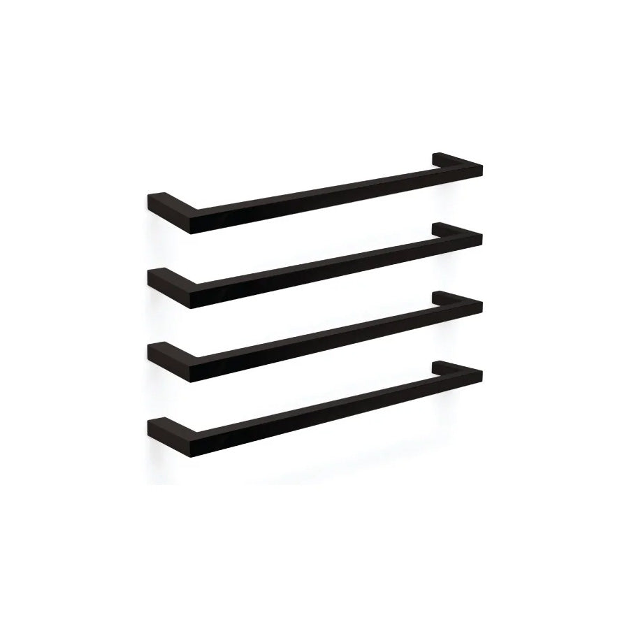 Tranquility Set of 2 Square Single Bars Heated Towel Rail Black