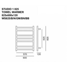 Load image into Gallery viewer, Heirloom Studio 1 825x 600 7 Bar Heated Towel Ladder
