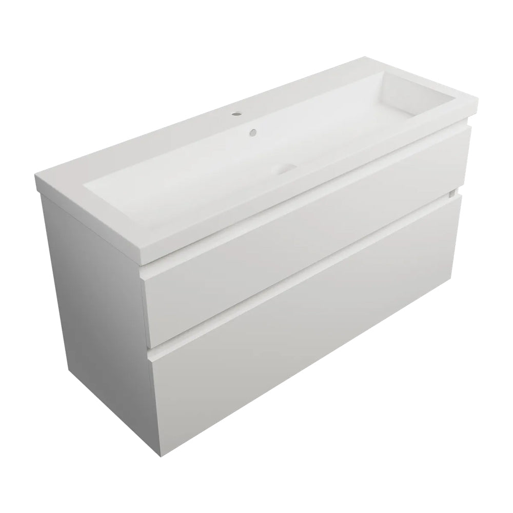 1200 Cangas 2 Drawer Wall Hung Vanity Melamine White