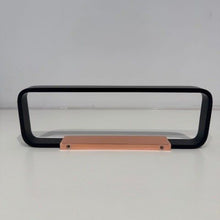Load image into Gallery viewer, Podium Towel Stirrup Black Bar With Rose Gold Trim
