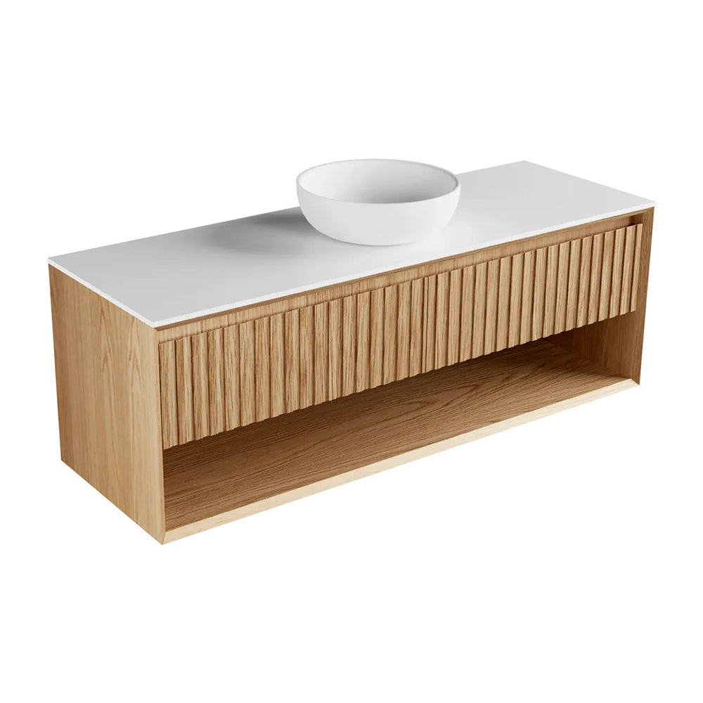 Plato Largo 1500 2 Drawers, Open Shelf Walnut Oak