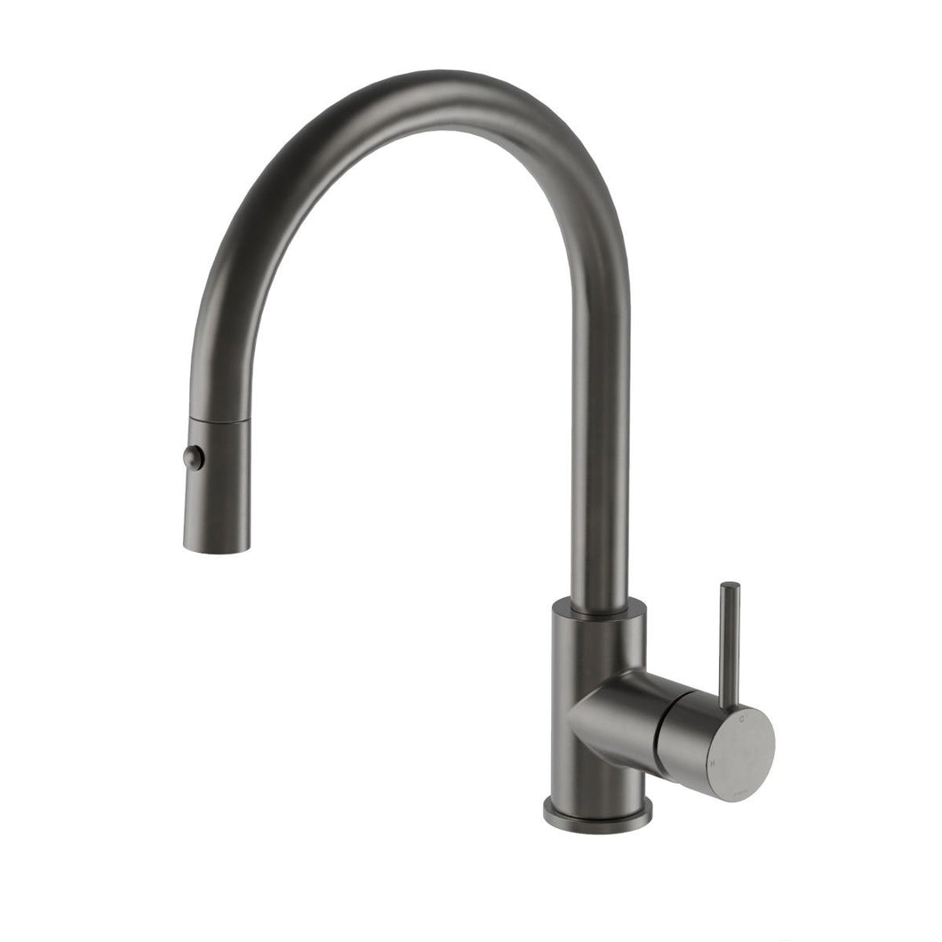 Buddy Round Spout With Pull Out Spray Kitchen Mixer Aged Iron