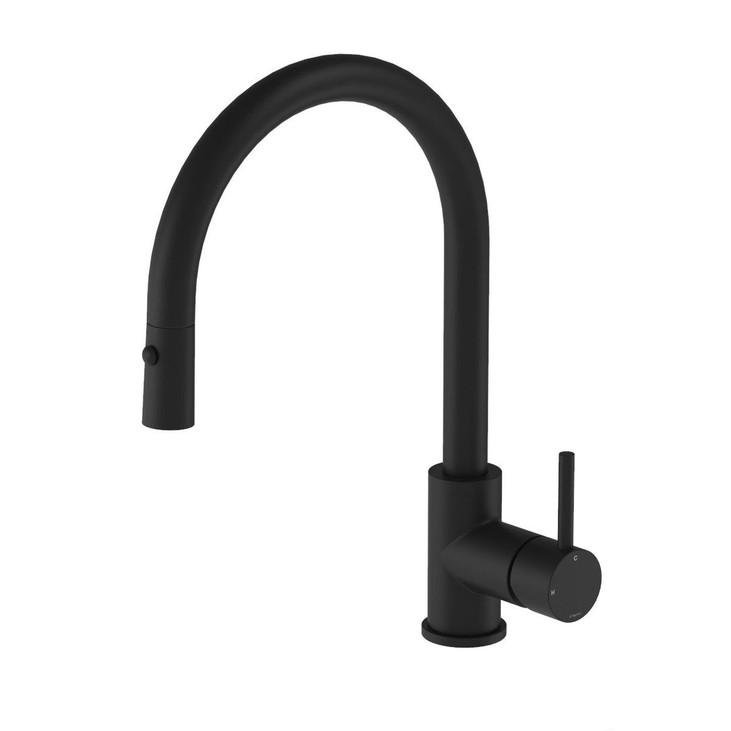 Buddy Round Spout With Pull Out Spray Kitchen Mixer Matte Black