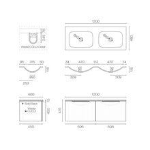 Load image into Gallery viewer, Forma Spio 1200 2 Drawer Vanity Double Basin Black Bark
