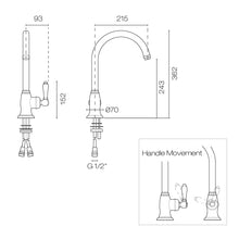 Load image into Gallery viewer, Nicolazzi Regal Classic 1 Hole Kitchen Mixer Chrome / Metal Lever

