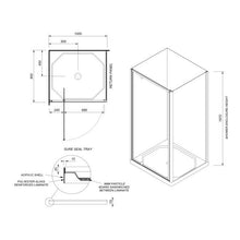Load image into Gallery viewer, Clearlite 900x1000 2 Sided Moulded Shower Enclosure Satin Sierra Rectangle 2 Sided Pivot Door Acrylic Wall Shower
